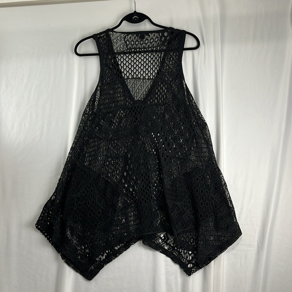 Lily Long-Length Crochet Knit Black Witchy Web Vest - Picture 8 of 10